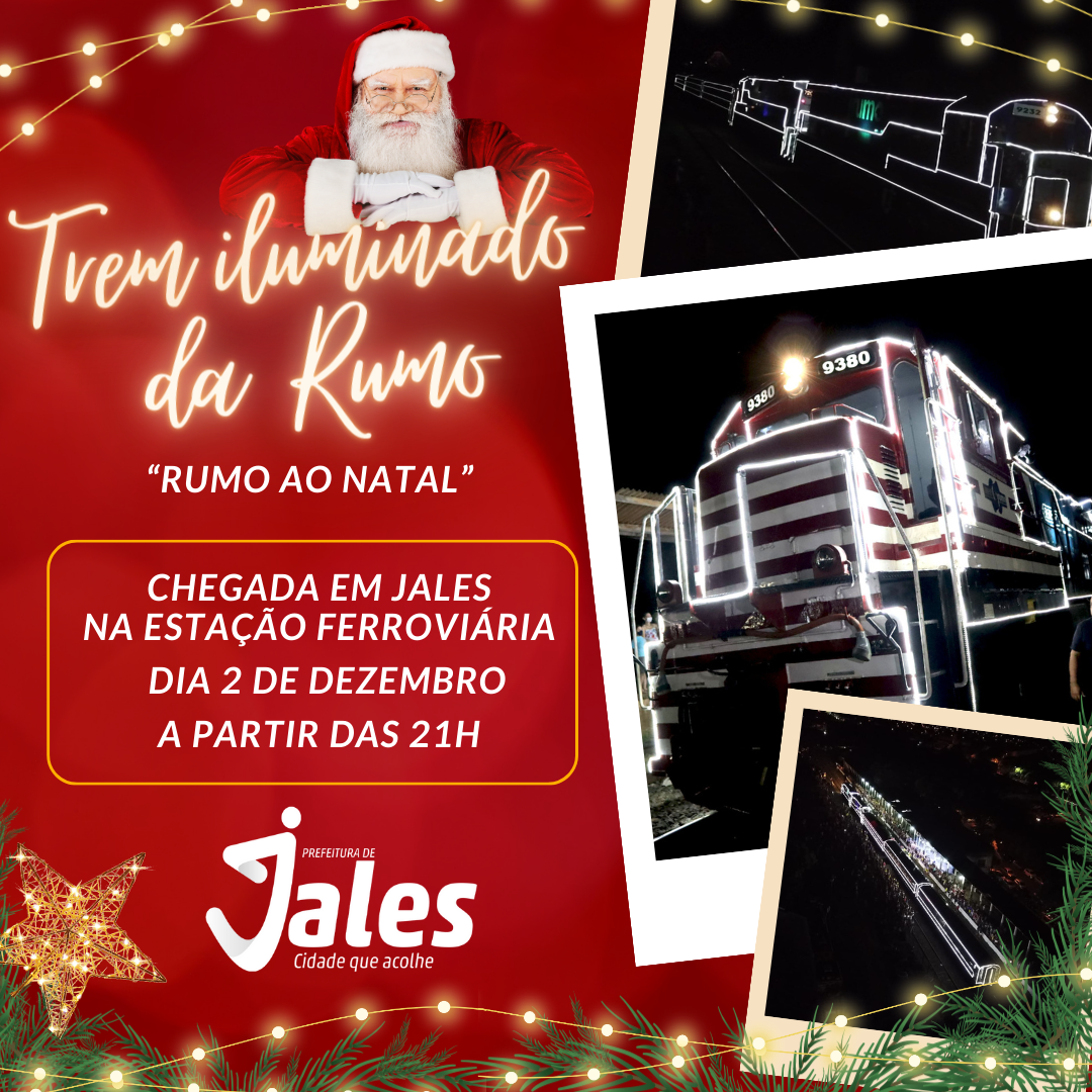 Trem iluminado da Rumo passará por Jales no sábado, dia 2 de dezembro