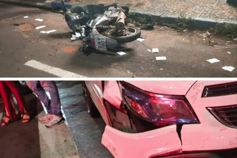 Acidente grave no centro de Jales deixa motociclista em estado crítico