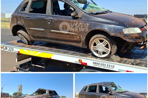 Capotamento de carro deixa jovens feridos na Rodovia Euclides da Cunha